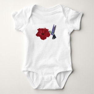 Body Para Bebê Arte floral do hibiscus dos colibris
