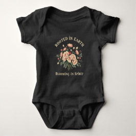 Body Para Bebê Arte Gráfica de Buquê de Rosa Vintage Enraizado na