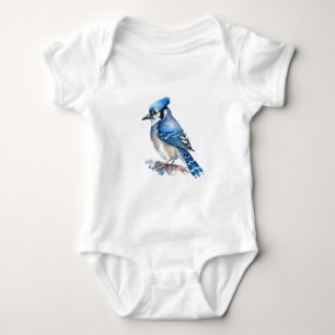 Body Para Bebê Arte Natural De Pássaro Azul De Cor-De-Água