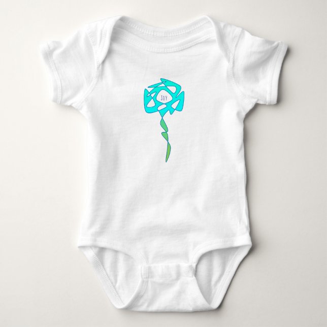 Body Para Bebê Arte Perpétua Aqua Flor Alegre (Frente)