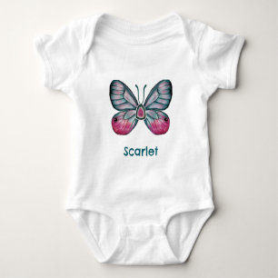 Body Para Bebê Arte personalizada de borboletas rosa de outubro