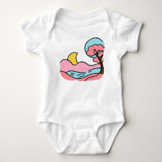 Body Para Bebê Arte Pop Retro Adorável Paisagem Sonhadora da Lua