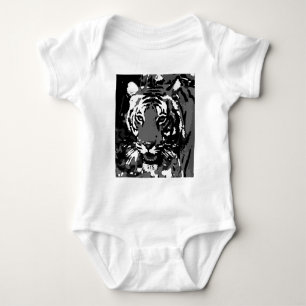 Body Para Bebê Arte Pop Tigre Preto Branco