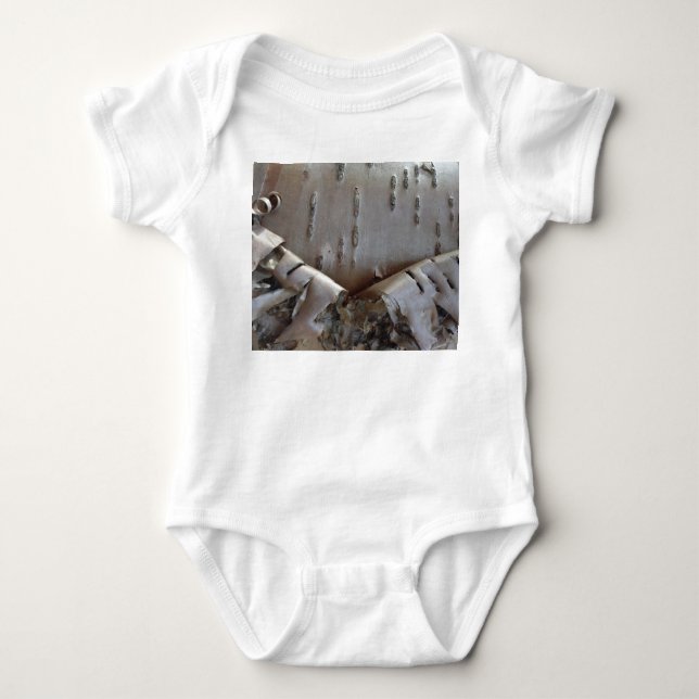 Body Para Bebê Árvore de Casca de Bétula Encaracolada Rústica (Frente)