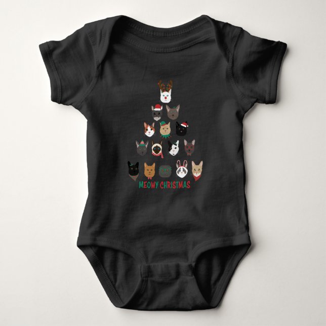 Body Para Bebê Árvore de Natal de Cat (Frente)