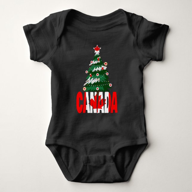 Body Para Bebê Árvore de Natal do Canadá Sweater Ugly X-mas (Frente)