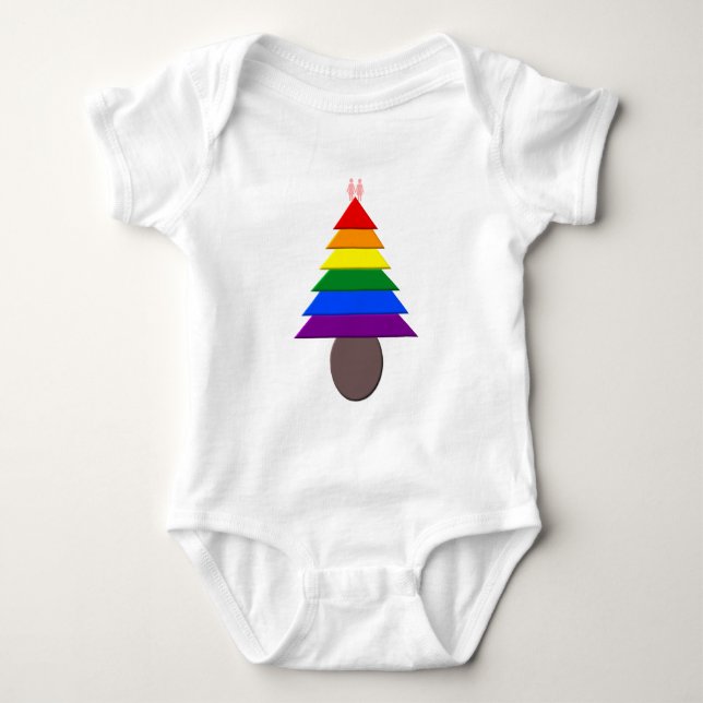 Body Para Bebê Árvore de Natal do Rainbow na Lésbica (Frente)