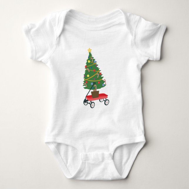 Body Para Bebê Árvore de Natal do Vagão (Frente)