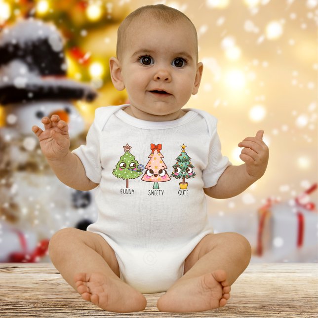 Body Para Bebê Árvore de Natal Engraçado Bebê Roupa (Criador carregado)