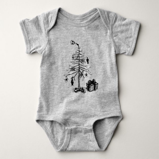 Body Para Bebê Árvore de Natal Gótica (Frente)