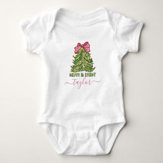 Body Para Bebê Árvore de Natal personalizada com nome de bebê fel