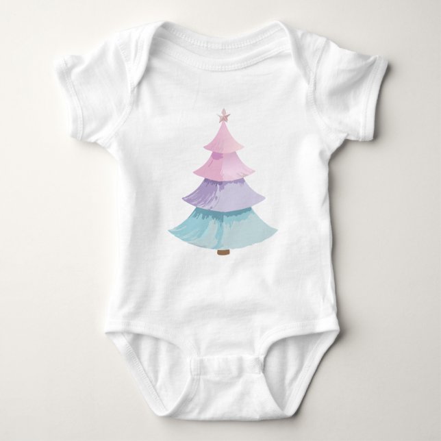 Body Para Bebê Árvore Natal Pastel (Frente)