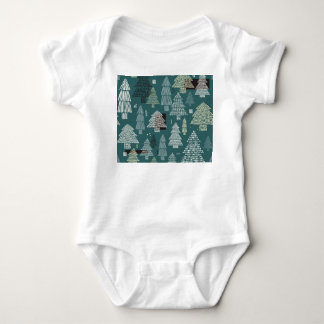 Body Para Bebê Árvores de inverno, padrão de natais vintages.