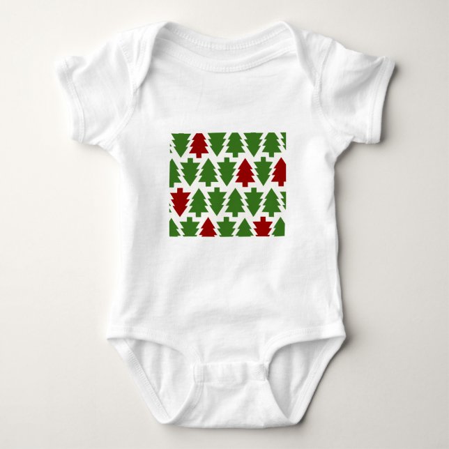 Body Para Bebê Árvores de Natal Padrão de Feriado (Frente)