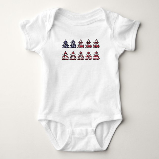 Body Para Bebê Árvores de Natal Patriotas Felizes XMAS (Frente)