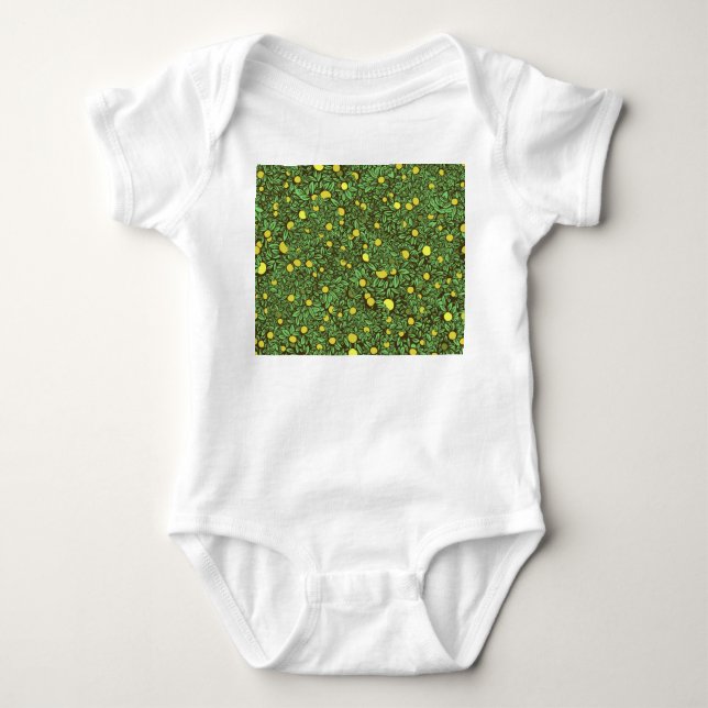 Body Para Bebê Árvores Ricas de Jardim da Fruta Verde (Frente)