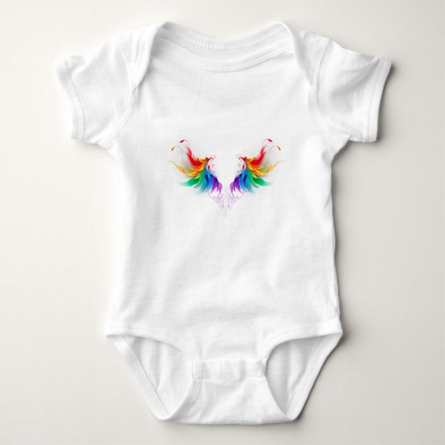 Body Para Bebê Asas Fluffy Rainbow (Frente)