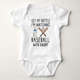 Body Para Bebê Assistindo beisebol com papai | Beisebol engraçado