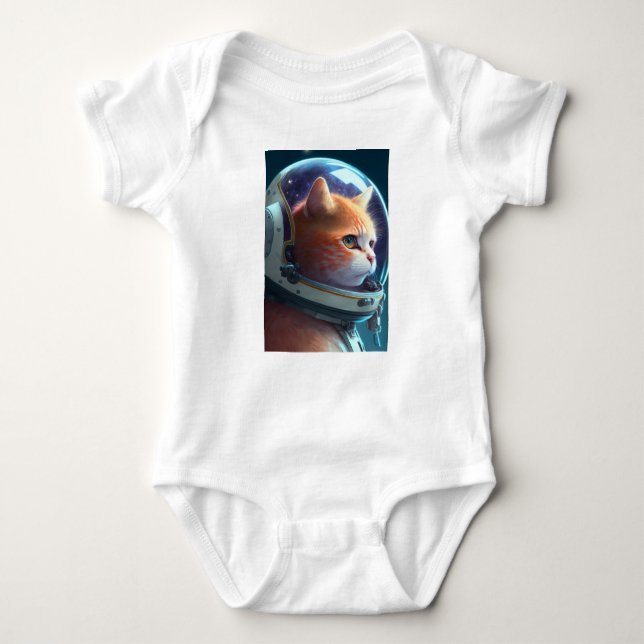 Body Para Bebê Astronauta Adorável para Gatos (Frente)