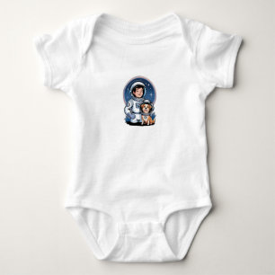 Body Para Bebê Astronauta com animal de estimação (como um cão nu