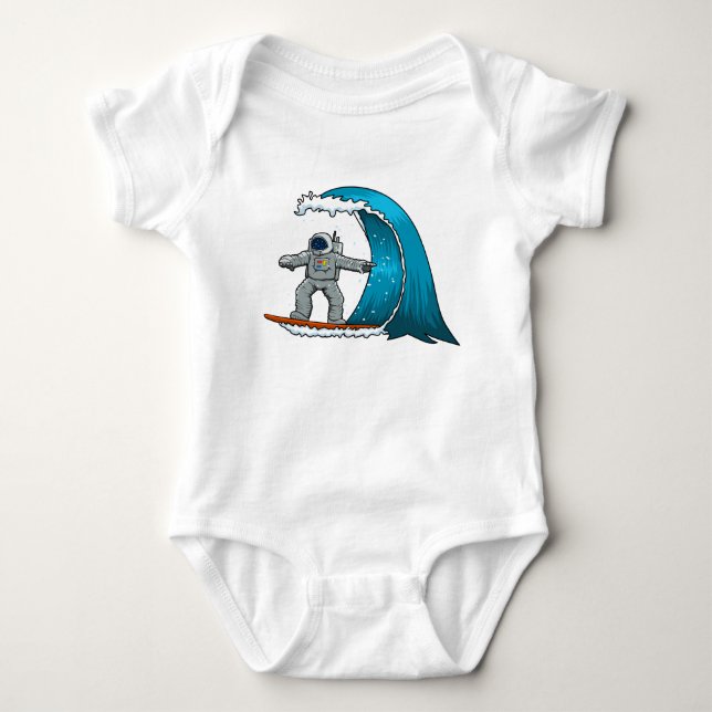 Body Para Bebê Astronauta Engraçado Surfando (Frente)