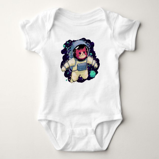 Body Para Bebê Astronauta Gato Colorido (Frente)