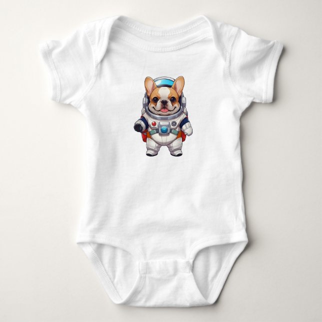 Body Para Bebê Astronauta Giro do Bulldog Francês (Frente)
