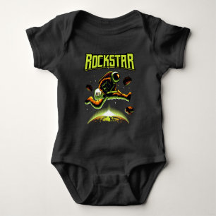 Body Para Bebê Astronauta rockstar tocando violão no espaço