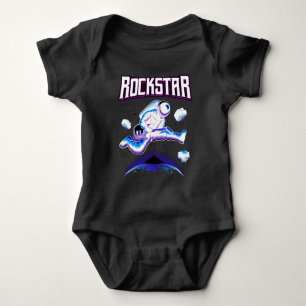 Body Para Bebê Astronauta rockstar tocando violão no espaço baby