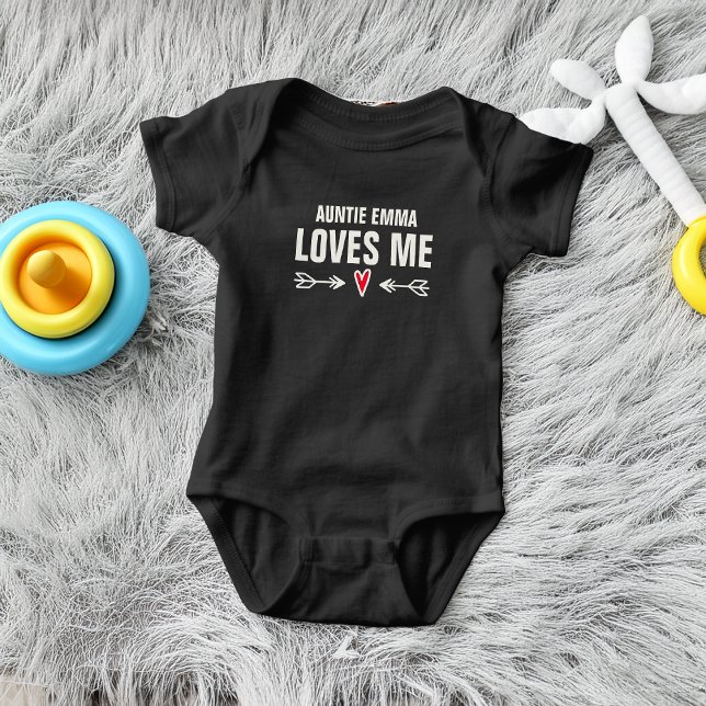 Body Para Bebê Atitie Name Me ama (Auntie Name Loves Me Baby Bodysuit)