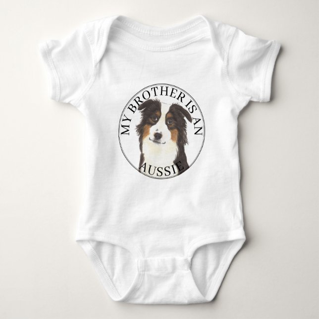 Body Para Bebê Aussie Australian Shepherd Big Brother (Frente)