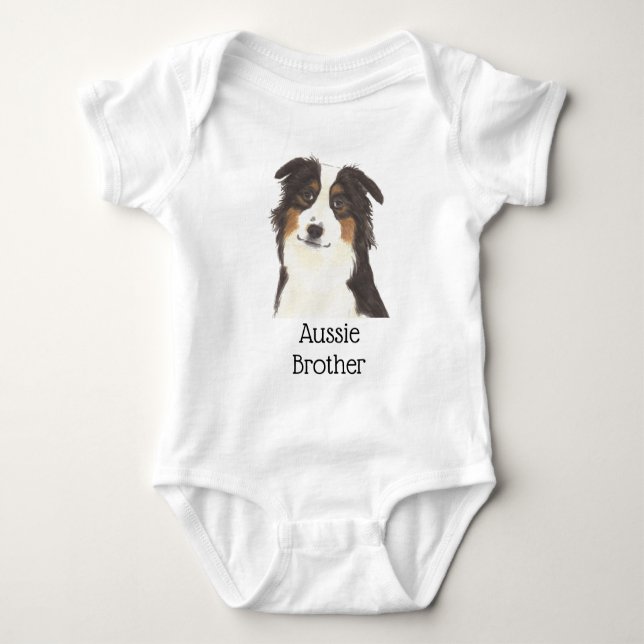 Body Para Bebê Aussie Australian Shepherd Personalizável (Frente)