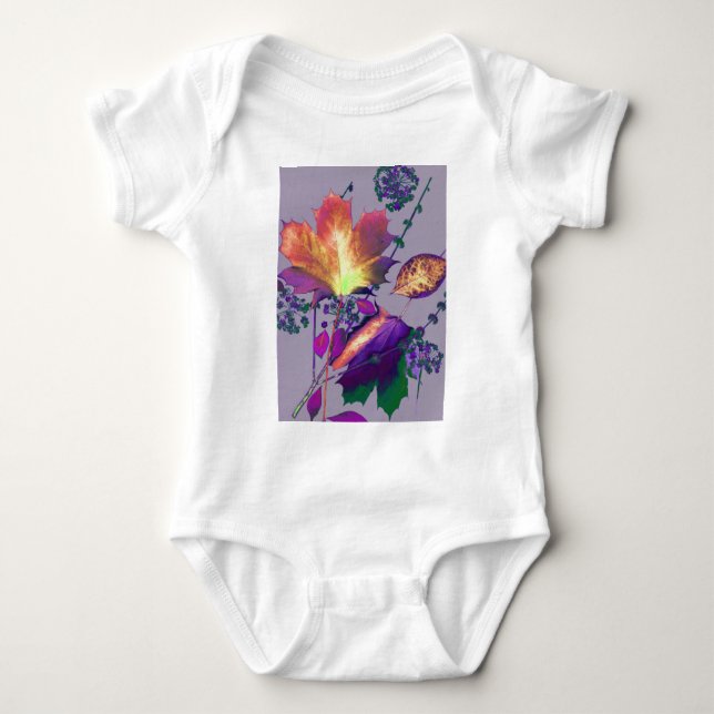 Body Para Bebê Autumn Leaves em Lilac (Frente)