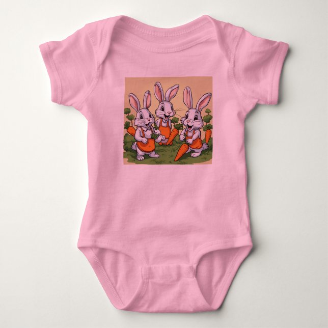 Body Para Bebê Aventura Bunny Garden| Fatos de cama para crianças (Frente)