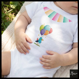 Body Para Bebê Aves voando com balões