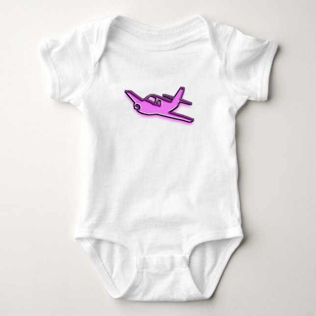 Body Para Bebê Avião cor-de-rosa (Frente)