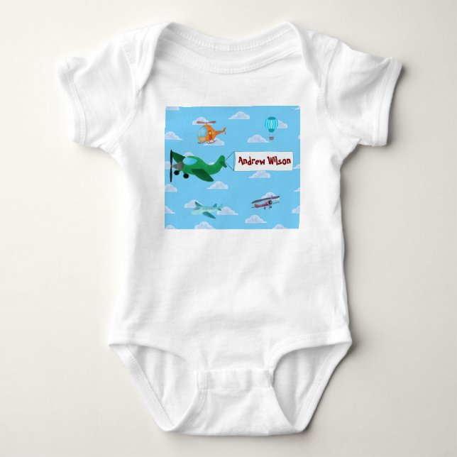 Body Para Bebê Aviões e Helicóptero Fofo para Menino (Frente)