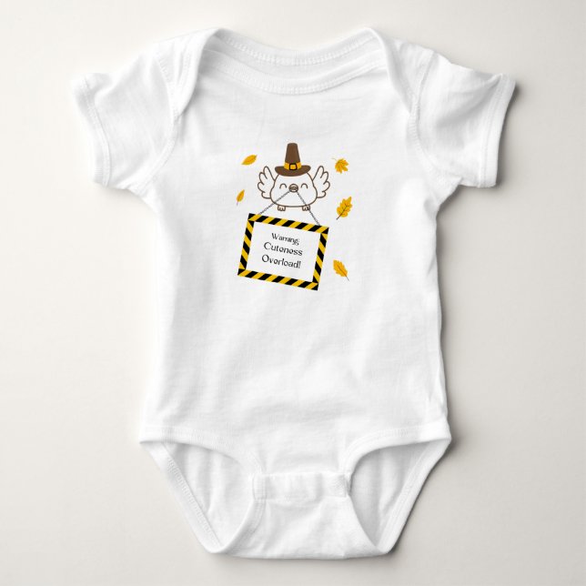 Body Para Bebê Aviso: Sobrecarga de Cuteness! Texto do presente d (Frente)