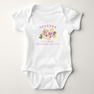 Body Para Bebê Avó Banana Floral Cute Pun