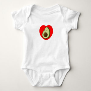 Body Para Bebê Avocado Bonito No Coração Vermelho