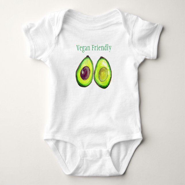 Body Para Bebê Avocado Crianças Texto Vegan Comida Fruta saudável (Frente)
