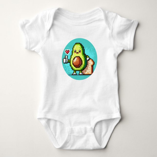 Body Para Bebê Avocado e Bread Duo Engraçado Comida de Arte Pixel (Frente)
