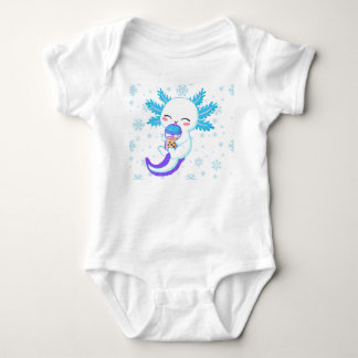 Body Para Bebê Axolote Fofo Bebendo Boba | Chá de Bolha de Invern