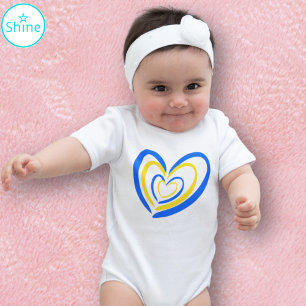 Body Para Bebê Azul Amarelo Amor e Paz Ucrânia Inspirada