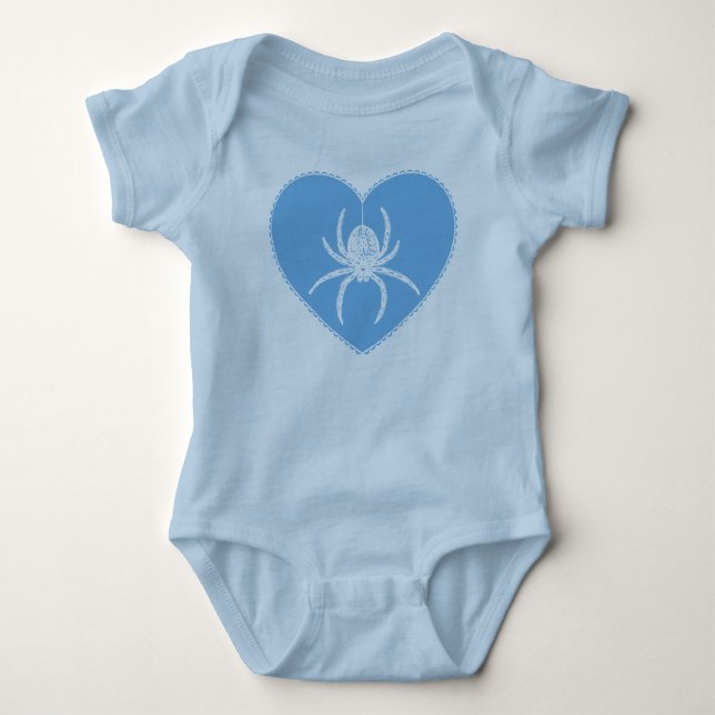 Body Para Bebê Azul Aranha Cardíaco Bebê Bodyfato (Frente)