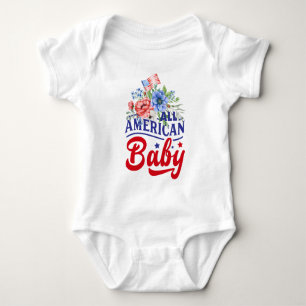 Body Para Bebê Azul, branco e azul floral Americano Bebê Bodyfato