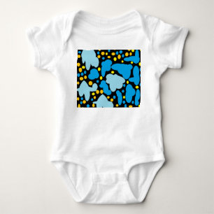 Body Para Bebê Azul com pontos amarelos