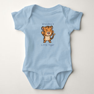 Body Para Bebê Azul personalizado de Tigre da Vovó Adorável