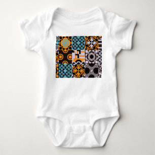 Body Para Bebê Azulejos de vindima: detalhes decorativos complexo