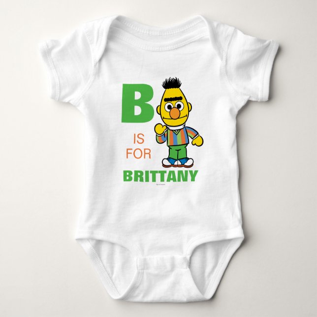 Body Para Bebê B é para Bert | Adicione seu nome (Frente)